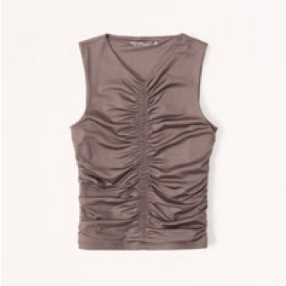 NEW Abercrombie & Fitch Seamless Fabric Ruched High-Neck Top